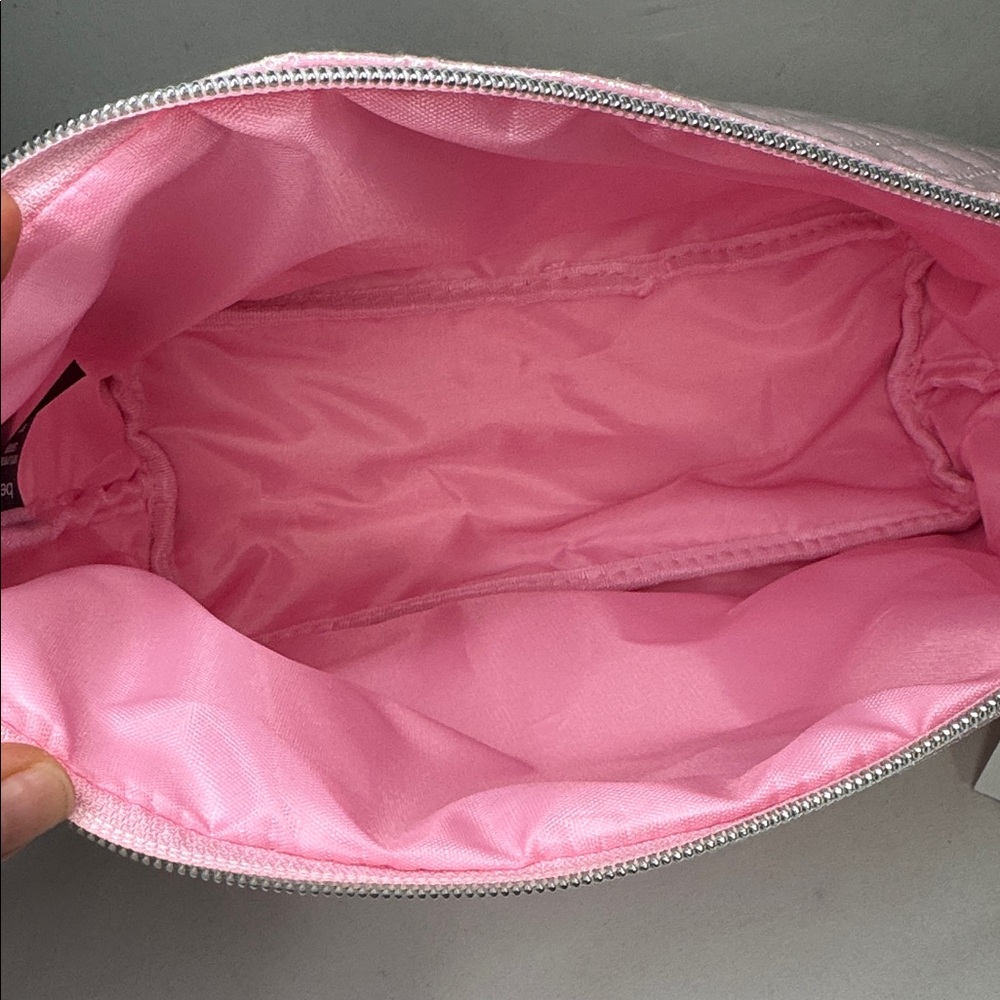 Bebe Sparkling Pink Quilted Large Cosmetic Bag - Picture 5 of 5